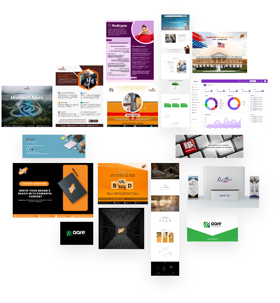 Collage of marketing materials